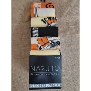 Naruto Shippuden Collection Ramen 6 Pair CREW SOCKS Men Size 8-12 Bioworld NEW